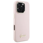 Guess silikoninis dėklas iPhone 16 Pro – rožinis