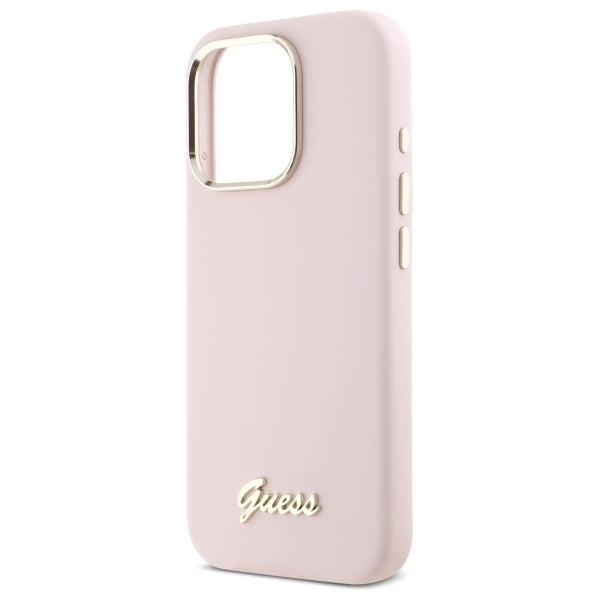 Guess silikoninis dėklas iPhone 16 Pro – rožinis