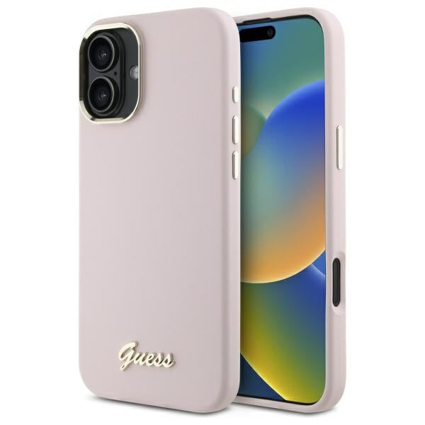 Guess silikoninis dėklas iPhone 16 Plus – rožinis
