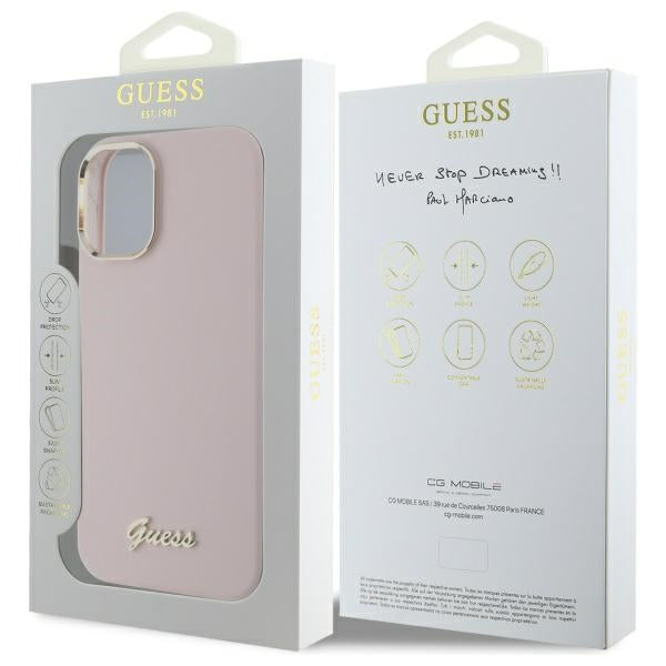 Guess silikoninis dėklas iPhone 16 Plus – rožinis