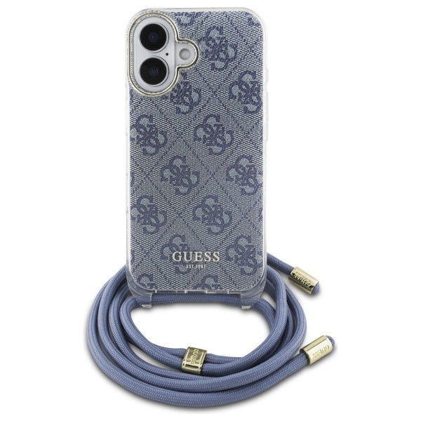 Guess dėklas su virvele iPhone 16 – mėlynas