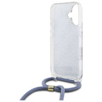 Guess dėklas su virvele iPhone 16 – mėlynas