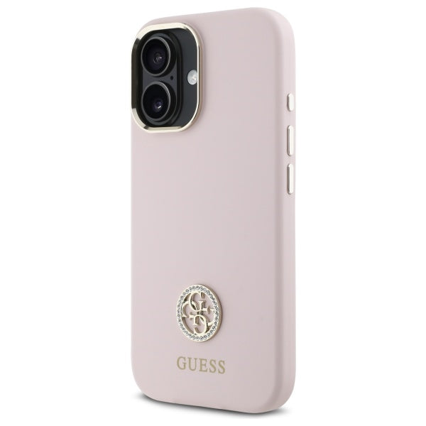 Guess silikoninis dėklas iPhone 16 – šviesiai rožinis