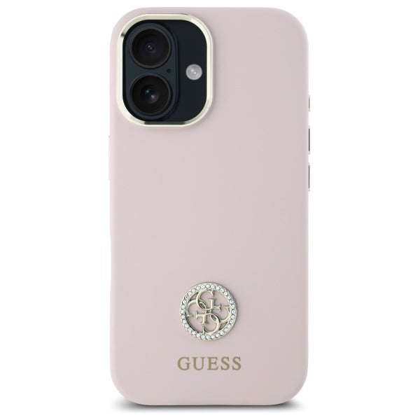 Guess silikoninis dėklas iPhone 16 – šviesiai rožinis