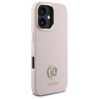 Guess silikoninis dėklas iPhone 16 – šviesiai rožinis
