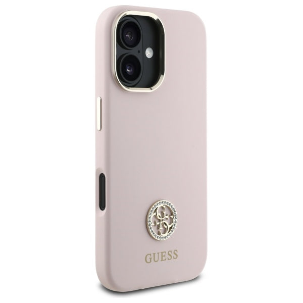 Guess silikoninis dėklas iPhone 16 – šviesiai rožinis