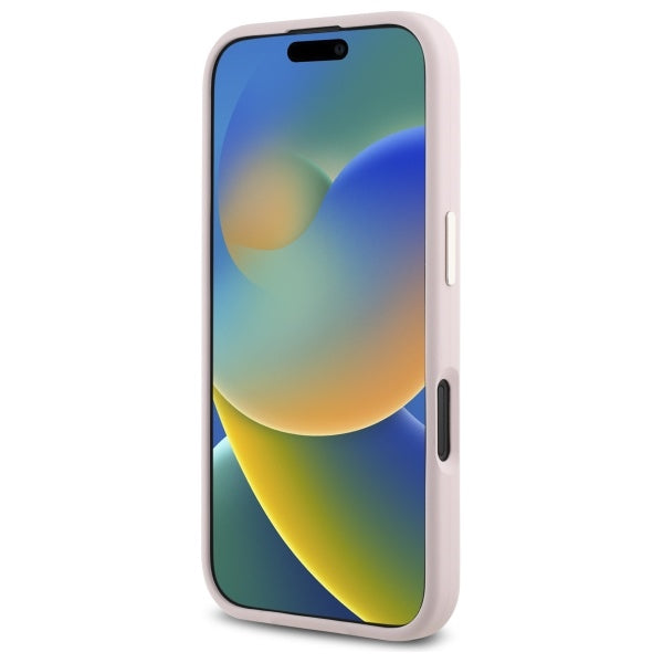 Guess silikoninis dėklas iPhone 16 – šviesiai rožinis