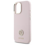 Guess silikoninis dėklas iPhone 16 – šviesiai rožinis