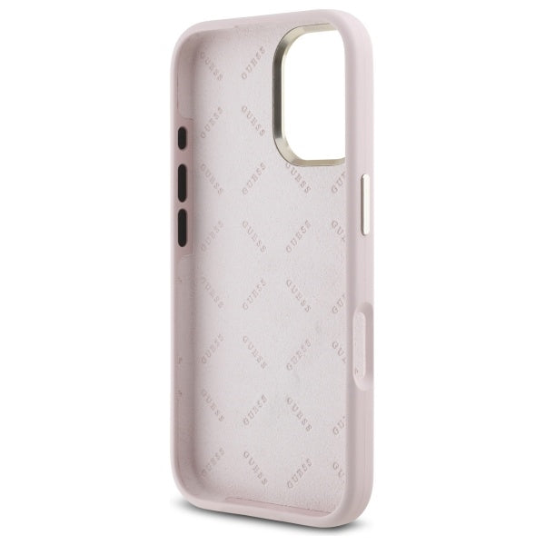 Guess silikoninis dėklas iPhone 16 – šviesiai rožinis