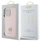 Guess silikoninis dėklas iPhone 16 – šviesiai rožinis
