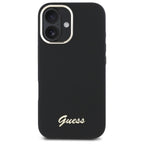 Guess silikoninis dėklas iPhone 16 – juodas