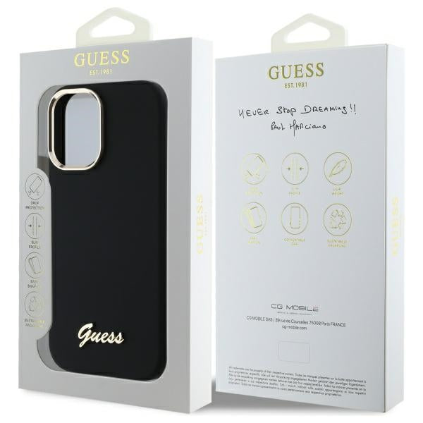 Guess silikoninis dėklas iPhone 16 – juodas
