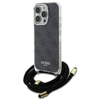 Guess Crossbody Cord 4G Print dėklas iPhone 16 Pro Max – juodas