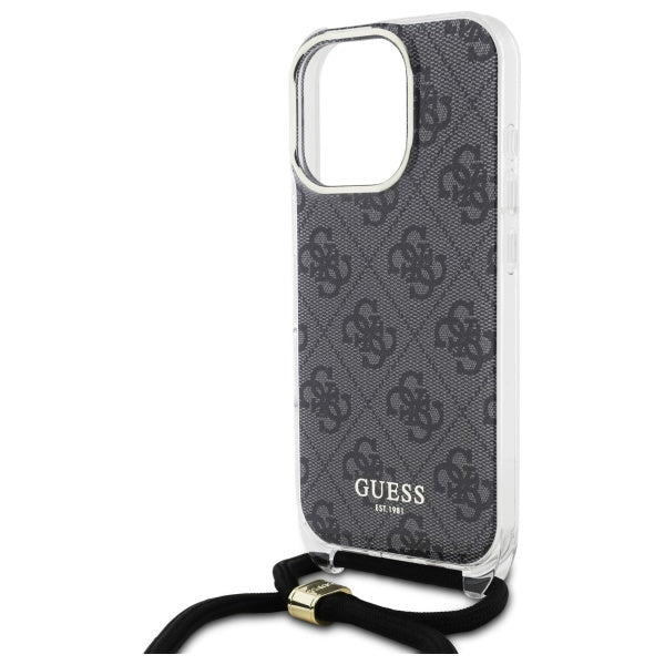 Guess Crossbody Cord 4G Print dėklas iPhone 16 Pro Max – juodas