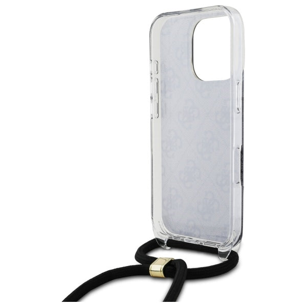 Guess Crossbody Cord 4G Print dėklas iPhone 16 Pro Max – juodas