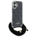 Guess Crossbody Cord 4G Print dėklas iPhone 16 Pro Max – juodas