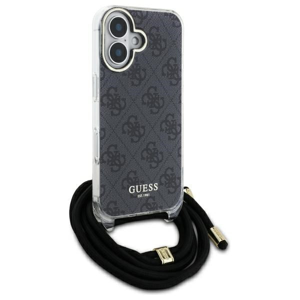Guess Crossbody Cord 4G Print dėklas iPhone 16 Pro Max – juodas