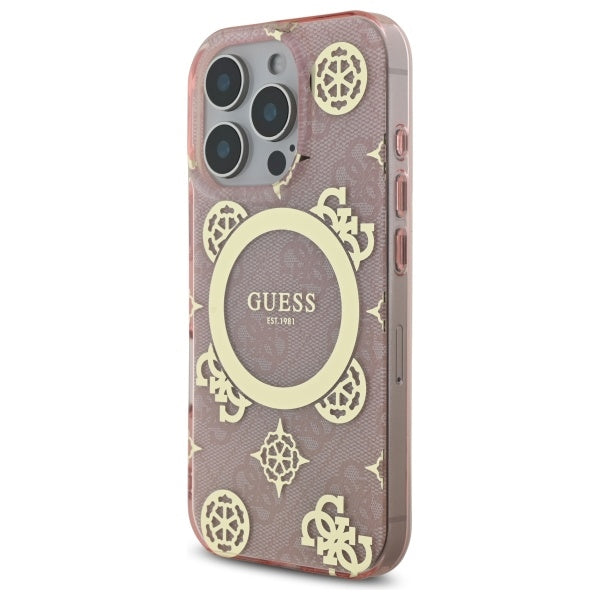 Guess MagSafe dėklas iPhone 16 Pro – rožinis