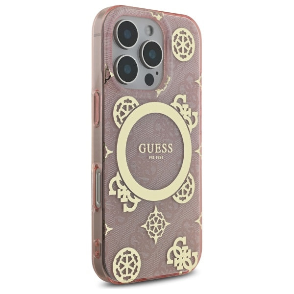 Guess MagSafe dėklas iPhone 16 Pro – rožinis
