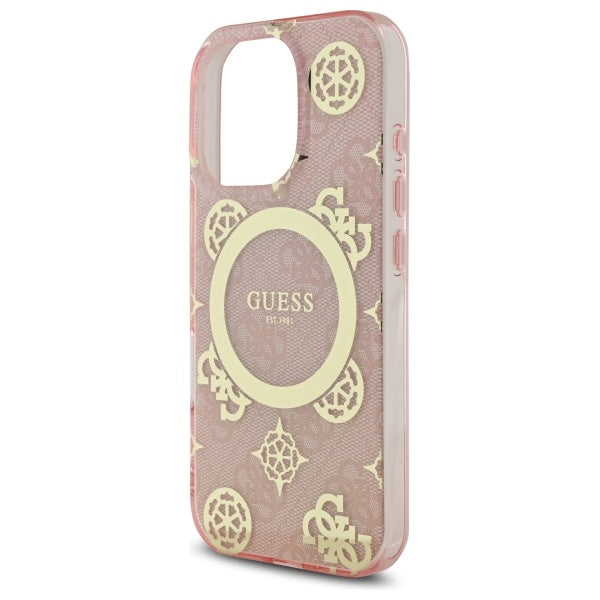 Guess MagSafe dėklas iPhone 16 Pro – rožinis