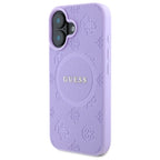 Guess Saffiano Peony MagSafe dėklas iPhone 16 Plus – violetinis -- iPhone 16 Plus