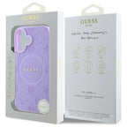 Guess Saffiano Peony MagSafe dėklas iPhone 16 Plus – violetinis -- iPhone 16 Plus