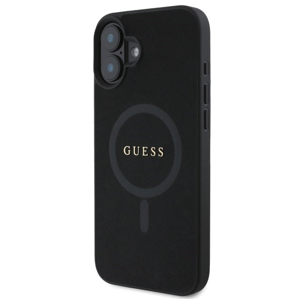Guess Saffiano MagSafe dėklas iPhone 16 – juodas -- iPhone 16