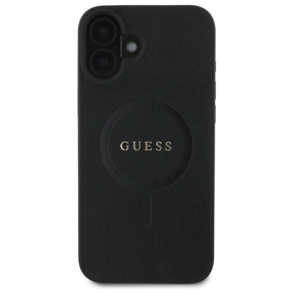 Guess Saffiano MagSafe dėklas iPhone 16 – juodas -- iPhone 16