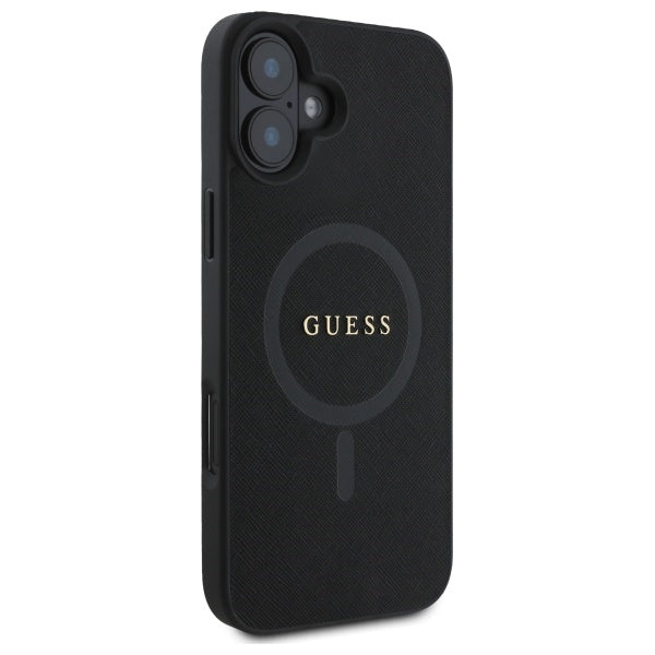 Guess Saffiano MagSafe dėklas iPhone 16 – juodas -- iPhone 16