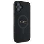 Guess Saffiano MagSafe dėklas iPhone 16 – juodas -- iPhone 16