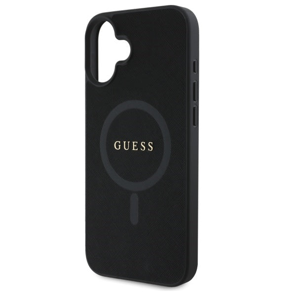 Guess Saffiano MagSafe dėklas iPhone 16 – juodas -- iPhone 16