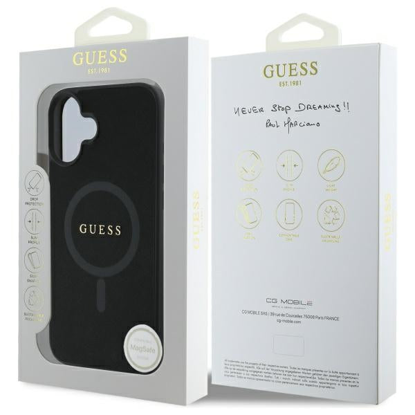 Guess Saffiano MagSafe dėklas iPhone 16 – juodas -- iPhone 16