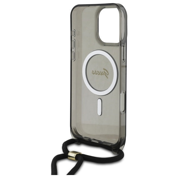 Guess MagSafe dėklas iPhone 16 Pro Max – juodas