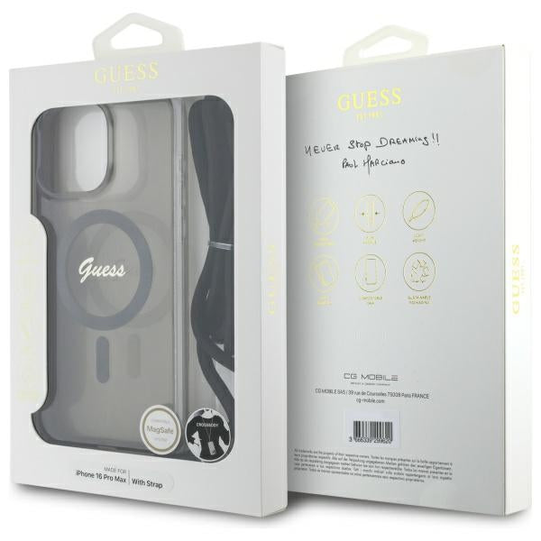 Guess MagSafe dėklas iPhone 16 Pro Max – juodas
