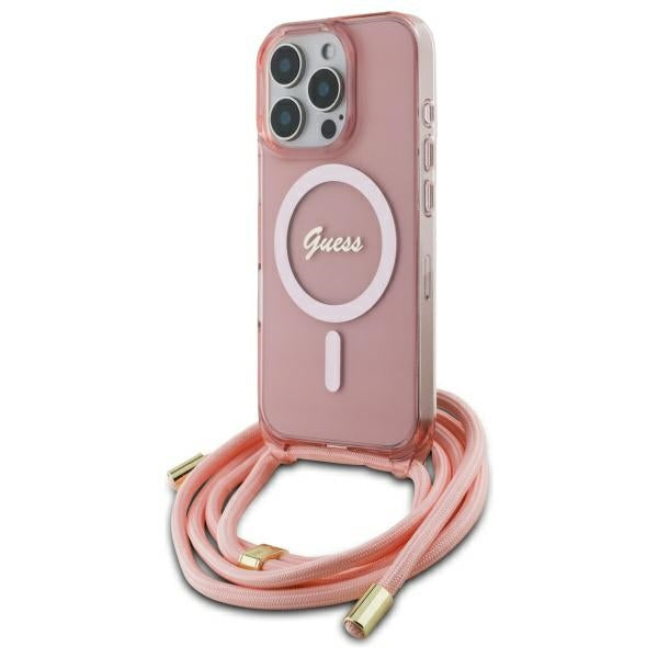 Guess MagSafe dėklas iPhone 16 Pro Max – rožinis