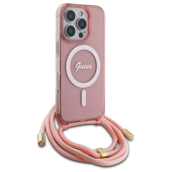 Guess MagSafe dėklas iPhone 16 Pro Max – rožinis