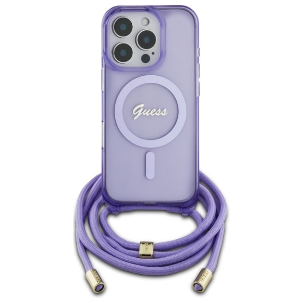 Guess Crossbody MagSafe dėklas iPhone 16 Pro Max – violetinis