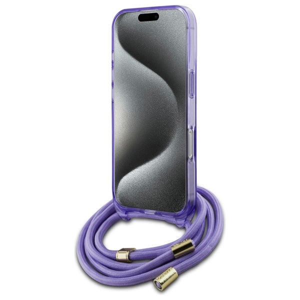 Guess Crossbody MagSafe dėklas iPhone 16 Pro Max – violetinis