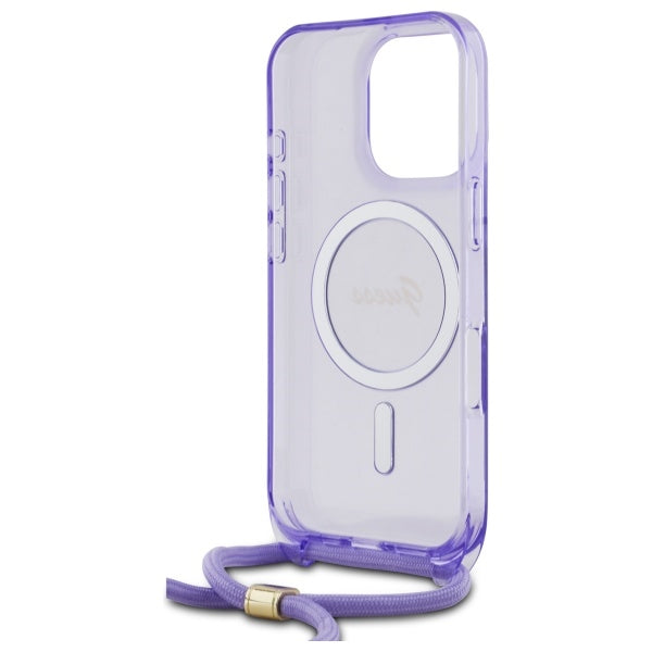 Guess Crossbody MagSafe dėklas iPhone 16 Pro Max – violetinis