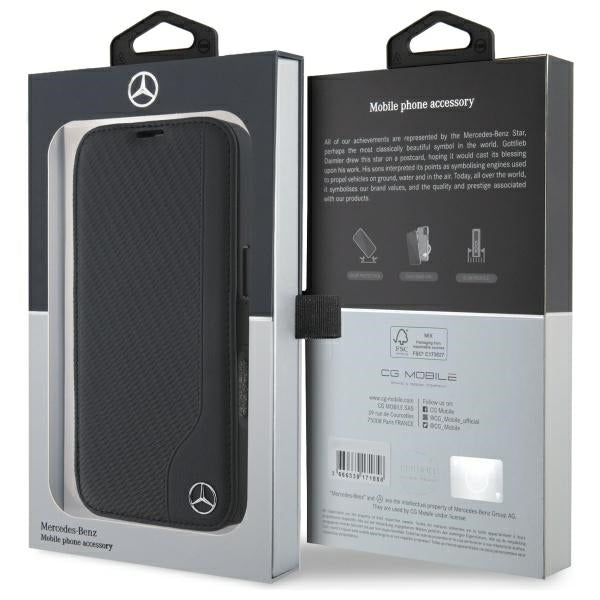 Mercedes-Benz odinis dėklas iPhone 16 – juodas