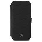 Mercedes-Benz Waves Leather dėklas iPhone 16 Pro Max – juodas