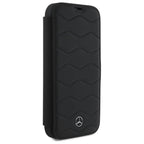 Mercedes-Benz Waves Leather dėklas iPhone 16 Pro Max – juodas