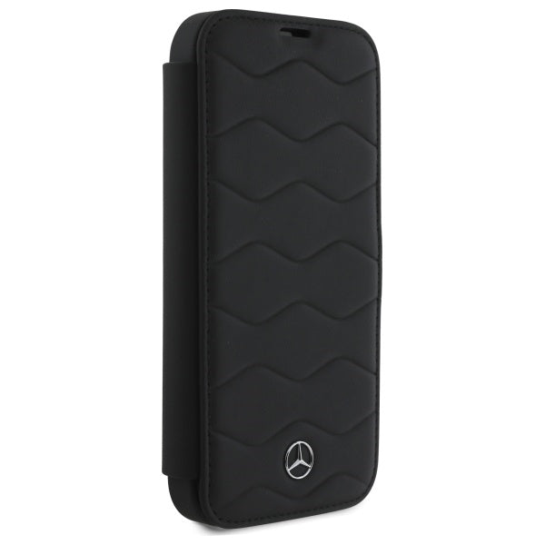 Mercedes-Benz Waves Leather dėklas iPhone 16 Pro Max – juodas