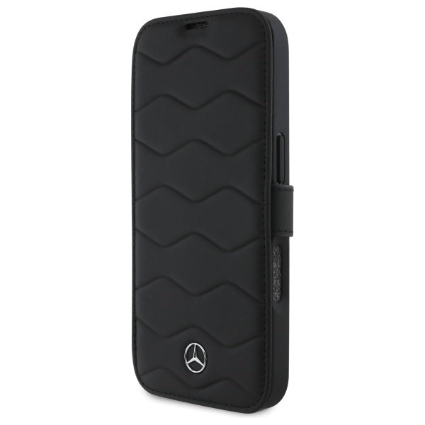 Mercedes-Benz Waves Leather dėklas iPhone 16 Pro Max – juodas