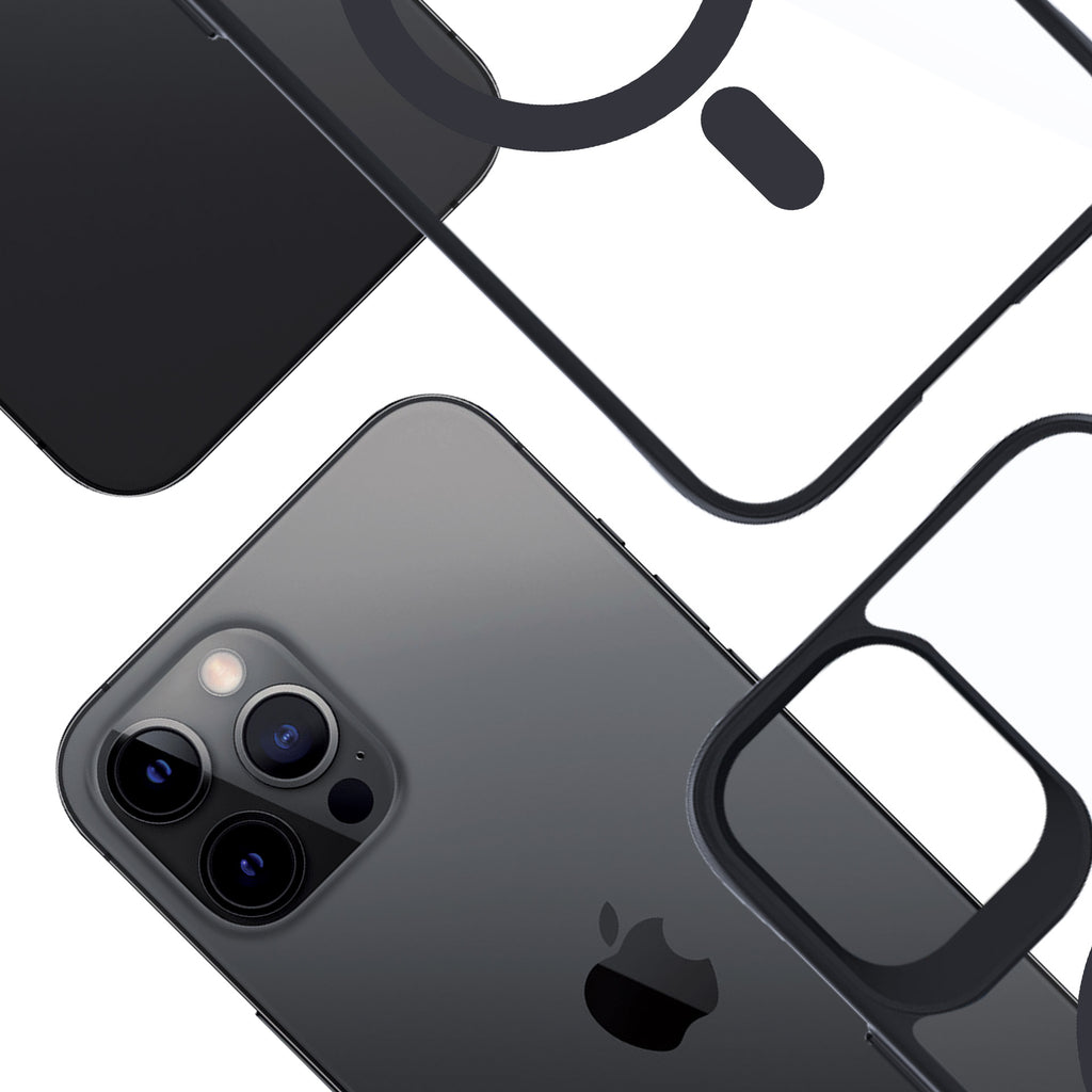 3mk Satin Armor MagCase su MagSafe skirtas iPhone 12 Pro Max - skaidrus su juodu rėmu -- iPhone 12 Pro Max