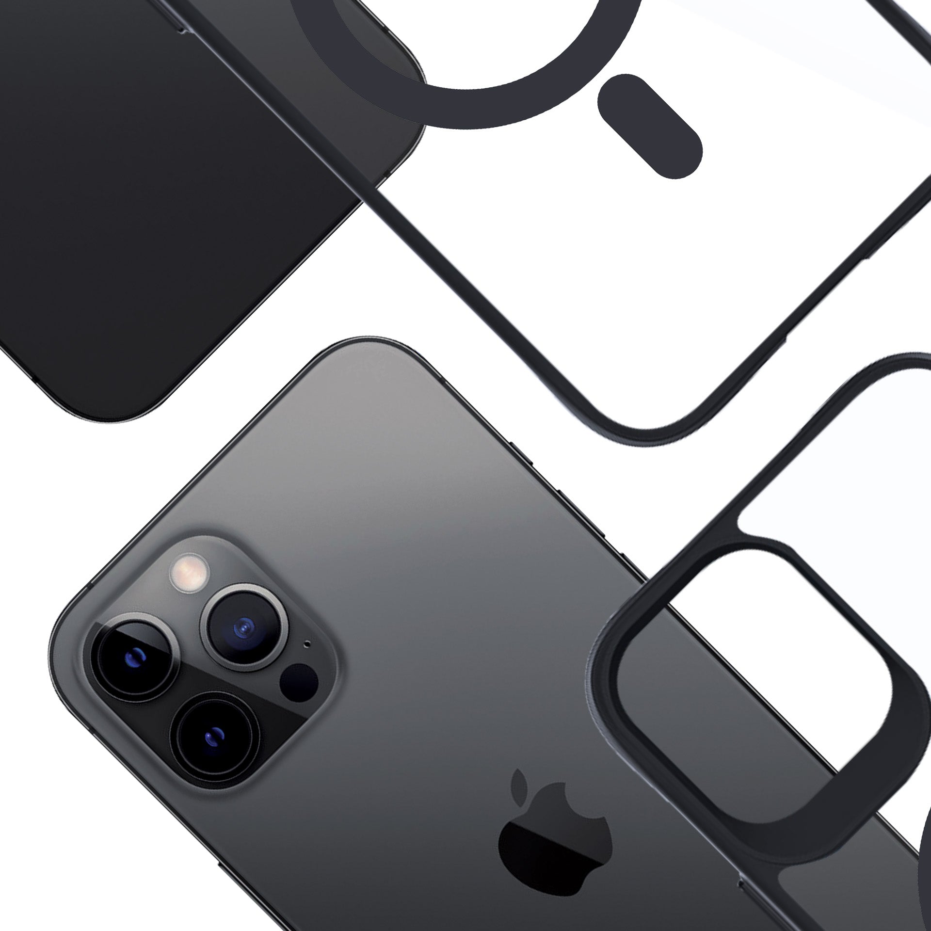 3mk Satin Armor MagCase su MagSafe skirtas iPhone 12 Pro Max - skaidrus su juodu rėmu -- iPhone 12 Pro Max