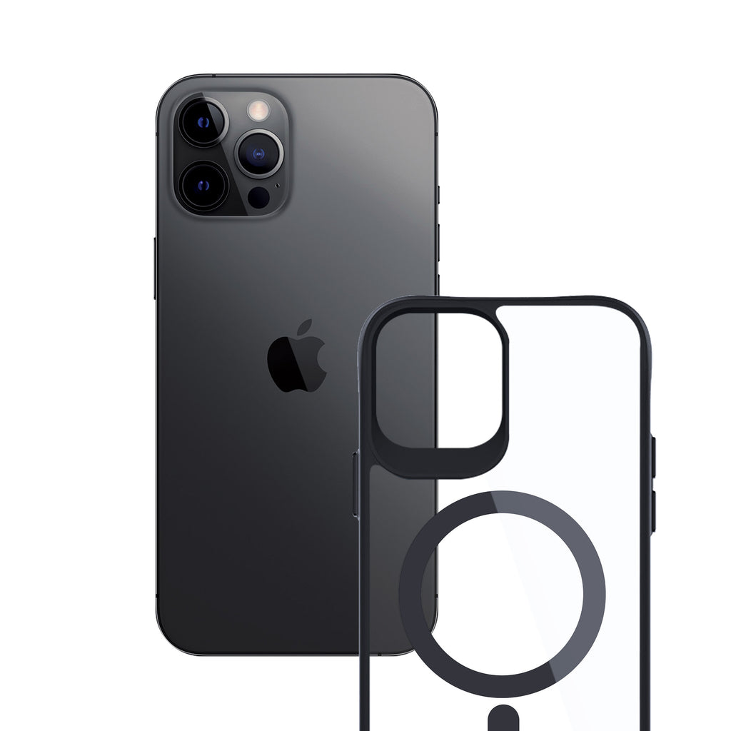3mk Satin Armor MagCase su MagSafe skirtas iPhone 12 Pro Max - skaidrus su juodu rėmu -- iPhone 12 Pro Max