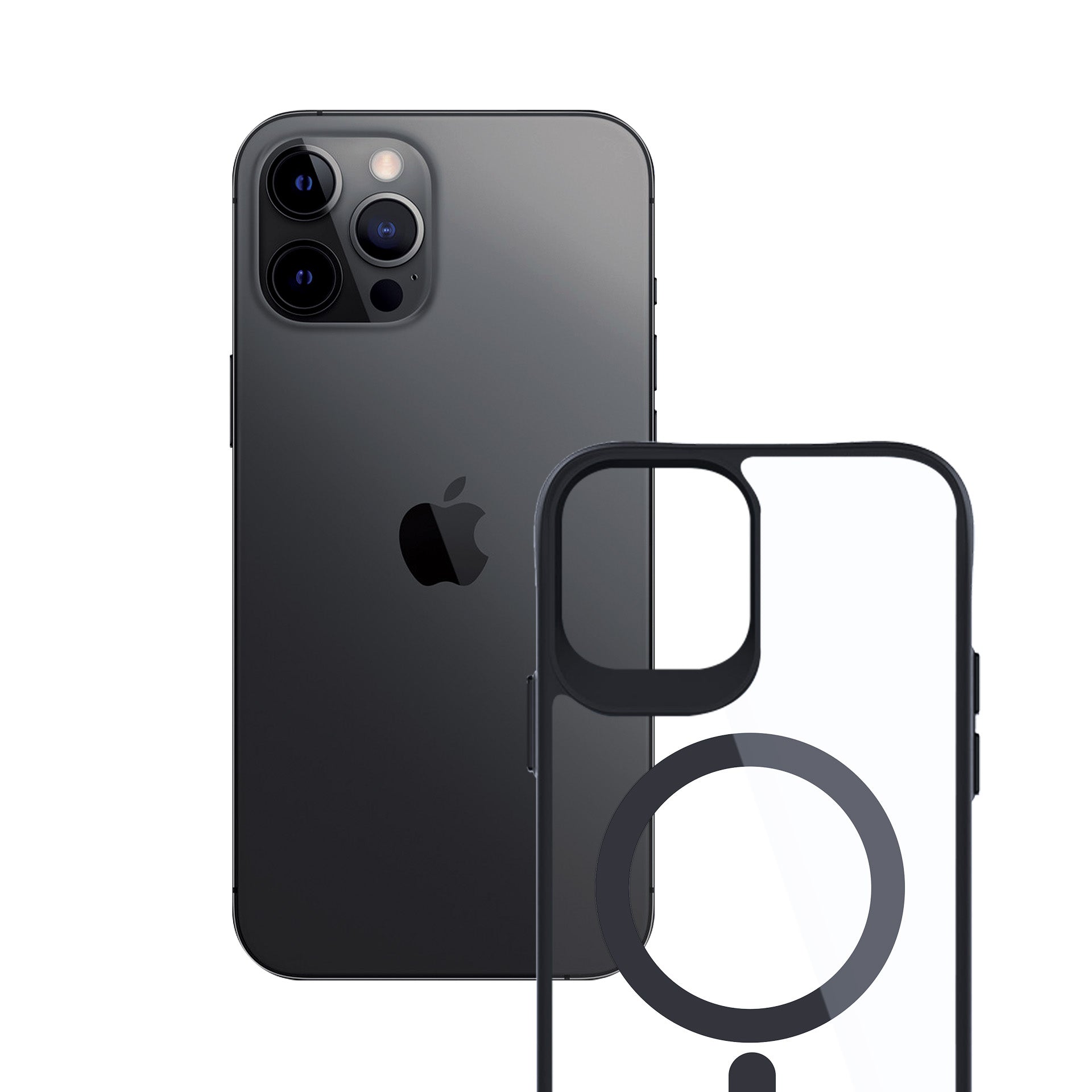 3mk Satin Armor MagCase su MagSafe skirtas iPhone 12 Pro Max - skaidrus su juodu rėmu -- iPhone 12 Pro Max