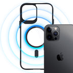 3mk Satin Armor MagCase su MagSafe skirtas iPhone 12 Pro Max - skaidrus su juodu rėmu -- iPhone 12 Pro Max