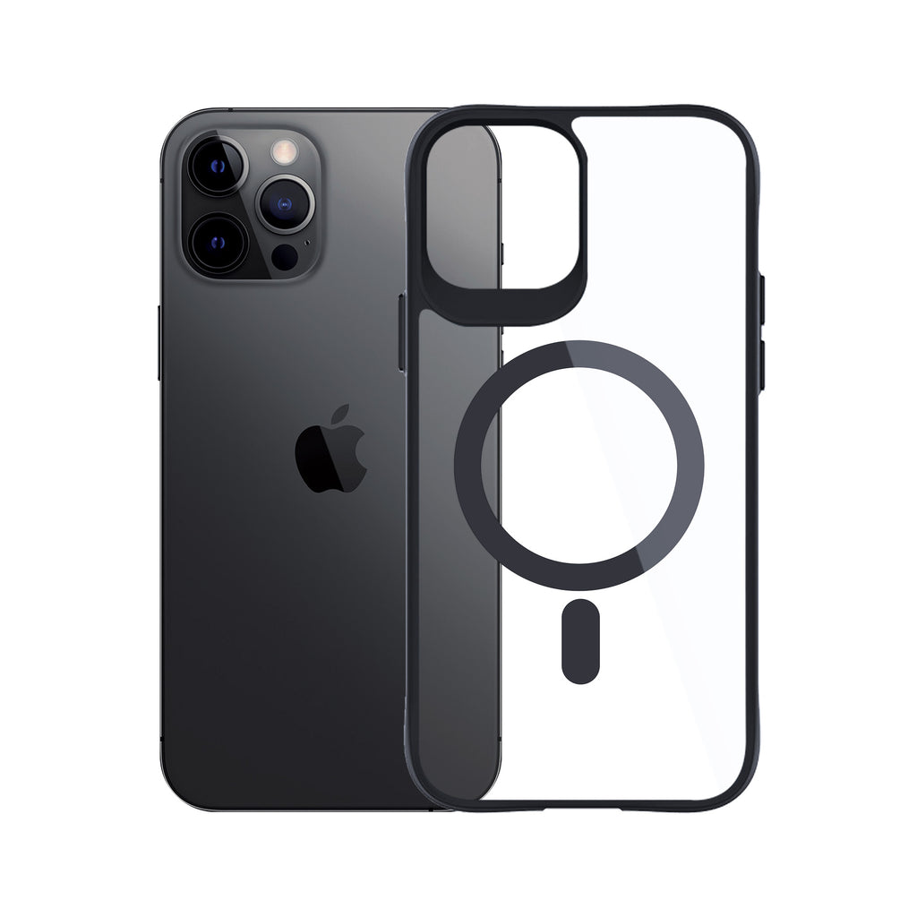 3mk Satin Armor MagCase su MagSafe skirtas iPhone 12 Pro Max - skaidrus su juodu rėmu -- iPhone 12 Pro Max